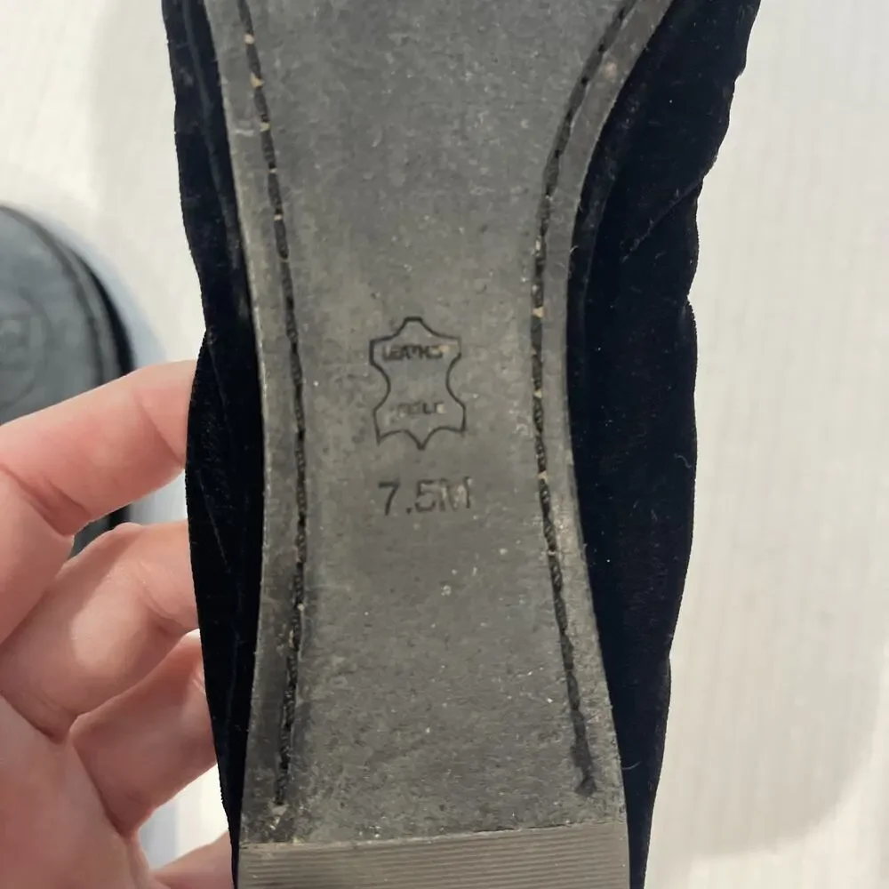Tory Burch Black Violet Velvet Crystal Embellished Ballet Flats Size 7.5 Shoe
